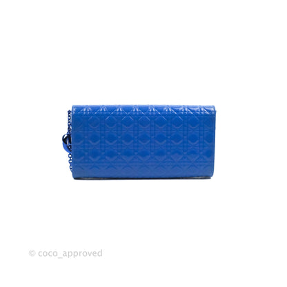 Christian Dior Lady Dior Clutch Bag Cannage Patent Blue