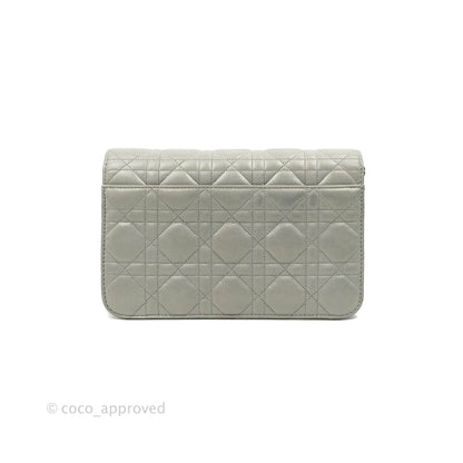 Christian Dior Miss Dior WOC Cannage Metallic Grey Silver Hardware