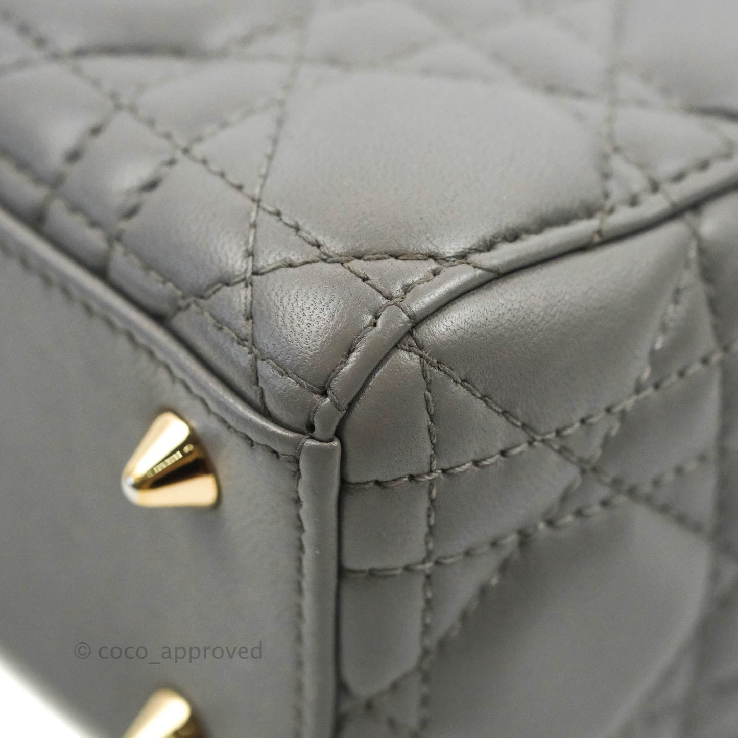 Christian Dior Lambskin My ABCDior Lady Dior Grey Gold Hardware