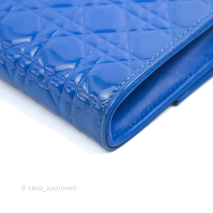 Christian Dior Lady Dior Clutch Bag Cannage Patent Blue
