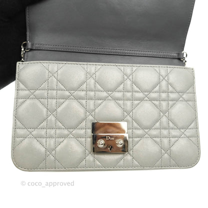 Christian Dior Miss Dior WOC Cannage Metallic Grey Silver Hardware
