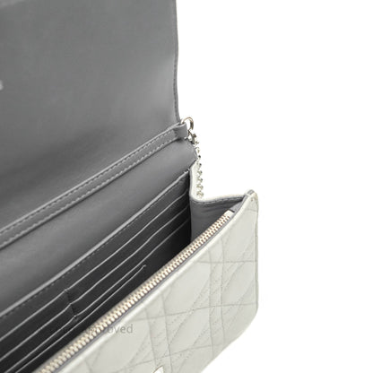 Christian Dior Miss Dior WOC Cannage Metallic Grey Silver Hardware