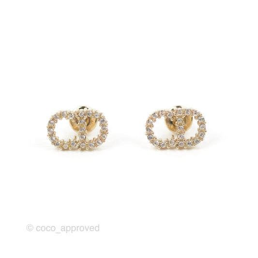 Christian Dior Clair D Lune Earrings Crystal Gold Tone