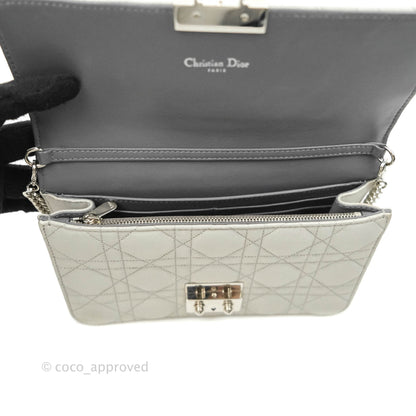 Christian Dior Miss Dior WOC Cannage Metallic Grey Silver Hardware