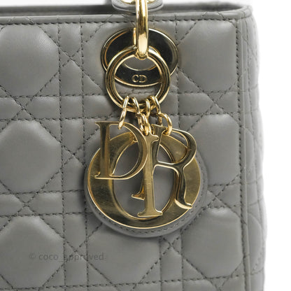 Christian Dior Lambskin My ABCDior Lady Dior Grey Gold Hardware