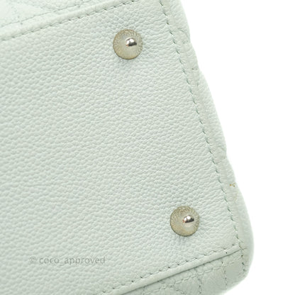 Christian Dior Medium Lady Dior Light Mint Grained Leather Silver Hardware