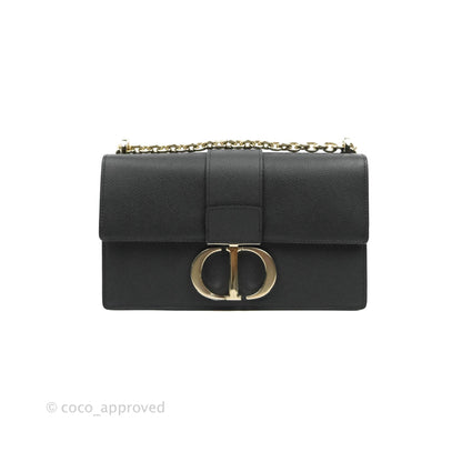Christian Dior 30 Montaigne with Chain Black Grained Calfskin
