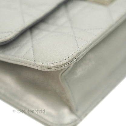 Christian Dior Miss Dior WOC Cannage Metallic Grey Silver Hardware