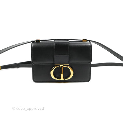 Christian Dior Smooth Calfskin Micro 30 Montaigne Flap Bag Black Gold Hardware