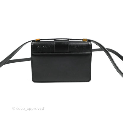 Christian Dior Smooth Calfskin Micro 30 Montaigne Flap Bag Black Gold Hardware