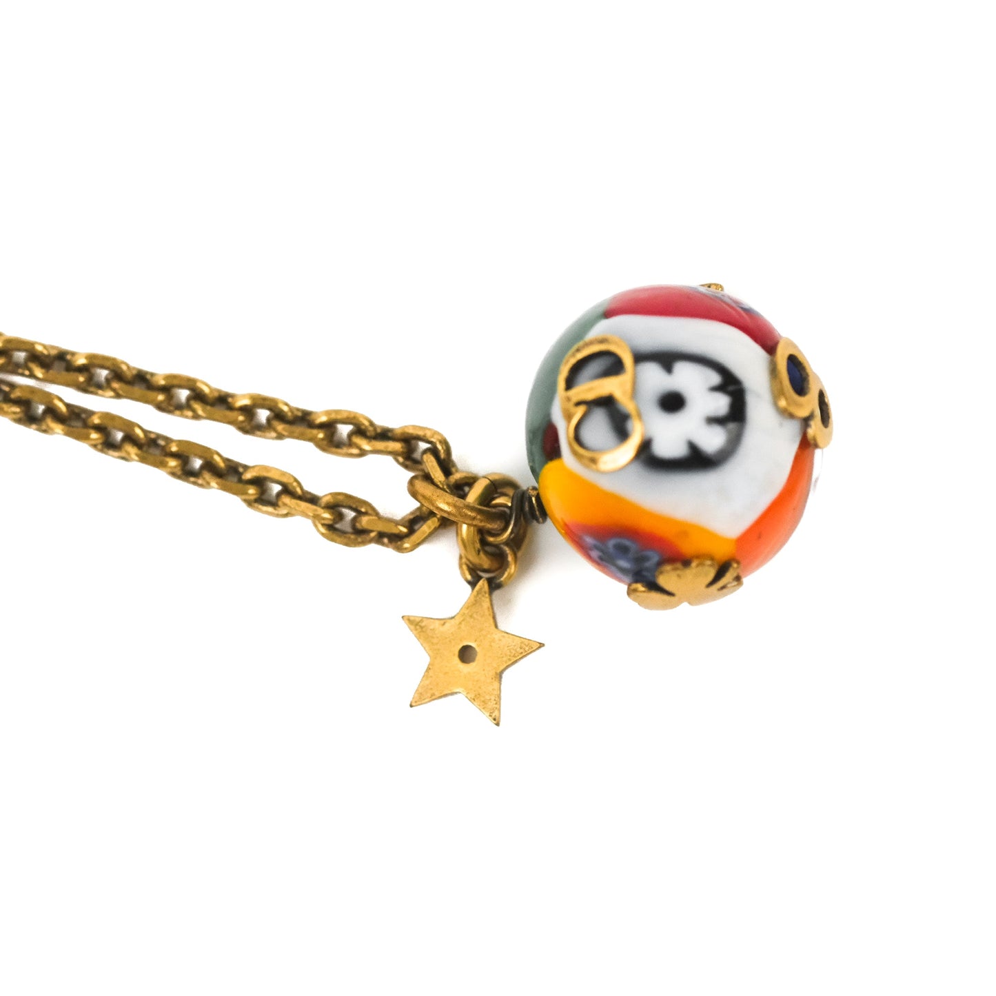 Christian Dior J'Adior Cloisonne Metal/Enamel Necklace Antique Gold Tone