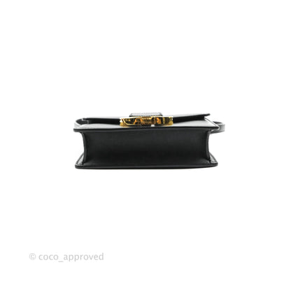 Christian Dior Smooth Calfskin Micro 30 Montaigne Flap Bag Black Gold Hardware