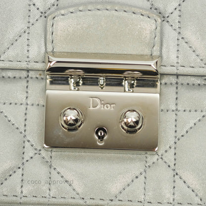 Christian Dior Miss Dior WOC Cannage Metallic Grey Silver Hardware