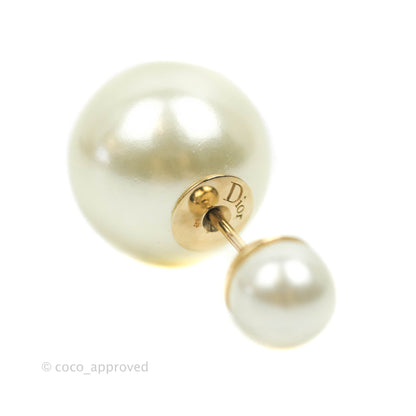 Christian Dior Tribales Pearl Earrings Gold Tone
