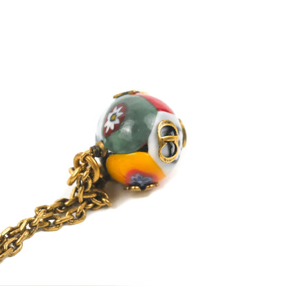 Christian Dior J'Adior Cloisonne Metal/Enamel Necklace Antique Gold Tone