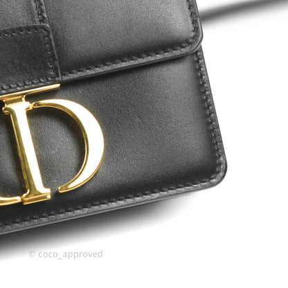 Christian Dior Smooth Calfskin Micro 30 Montaigne Flap Bag Black Gold Hardware