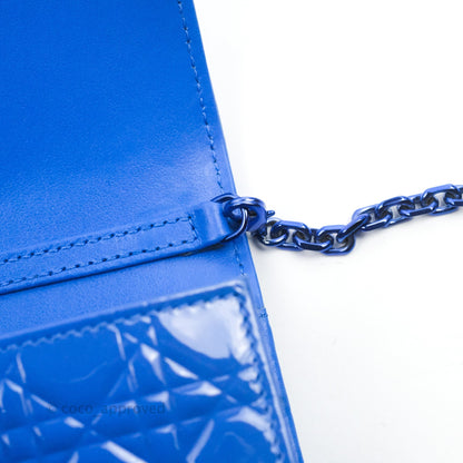 Christian Dior Lady Dior Clutch Bag Cannage Patent Blue