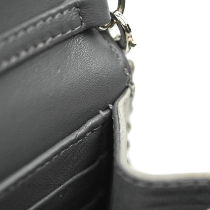 Christian Dior Miss Dior WOC Cannage Metallic Grey Silver Hardware