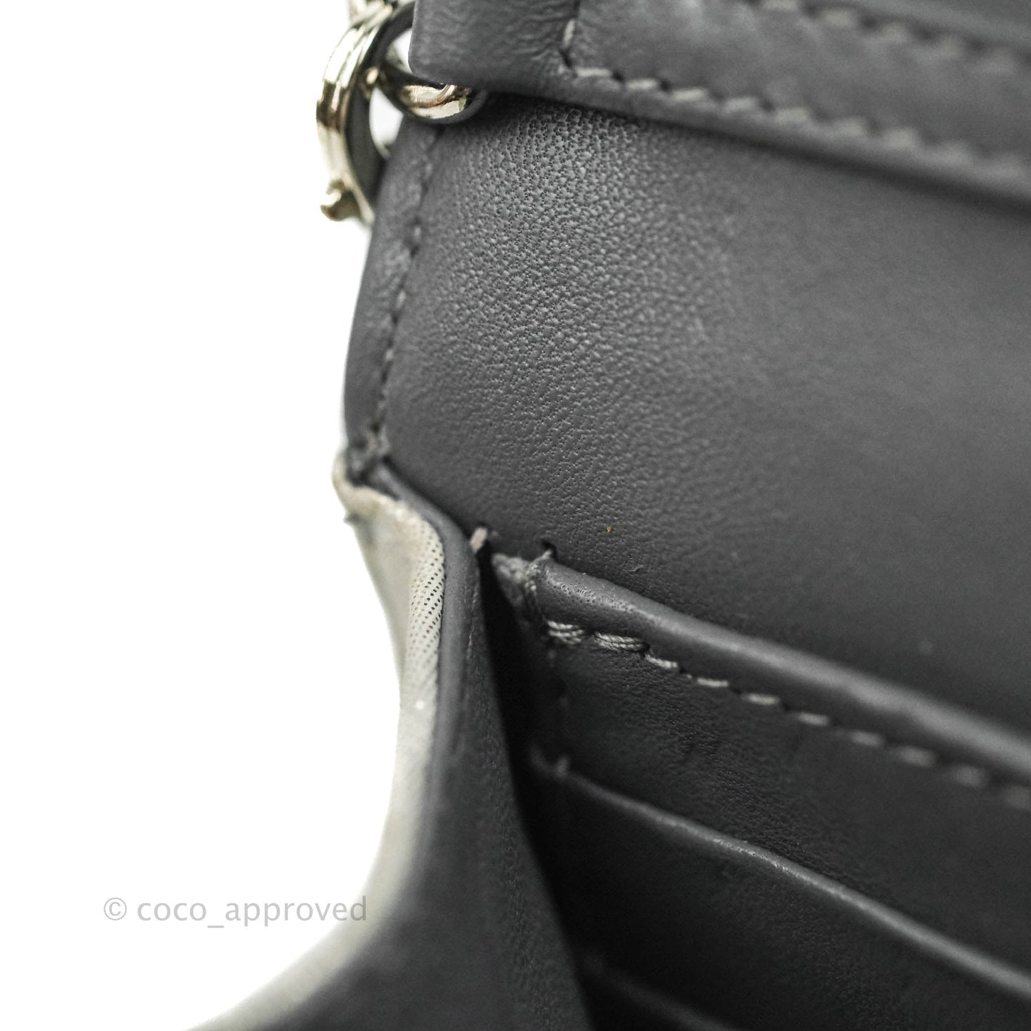 Christian Dior Miss Dior WOC Cannage Metallic Grey Silver Hardware