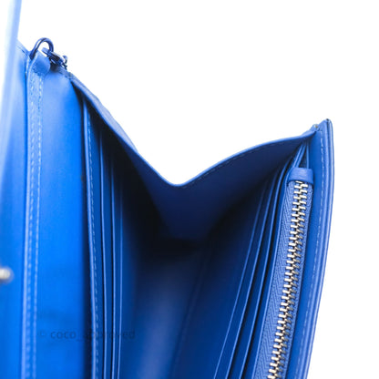 Christian Dior Lady Dior Clutch Bag Cannage Patent Blue