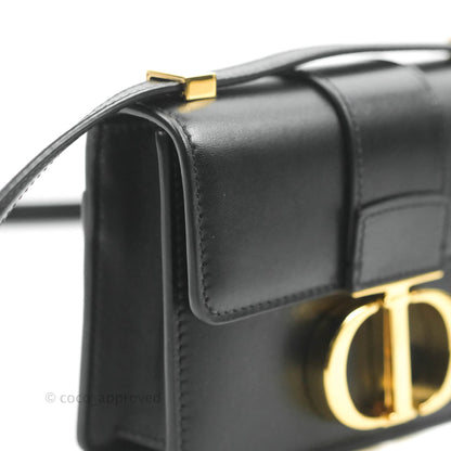 Christian Dior Smooth Calfskin Micro 30 Montaigne Flap Bag Black Gold Hardware
