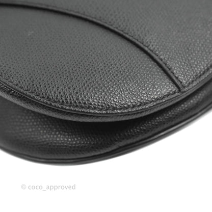 Christian Dior Saddle Bag Black Grained Calfskin Gold Hardware