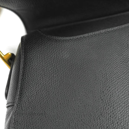 Christian Dior Saddle Bag Black Grained Calfskin Gold Hardware