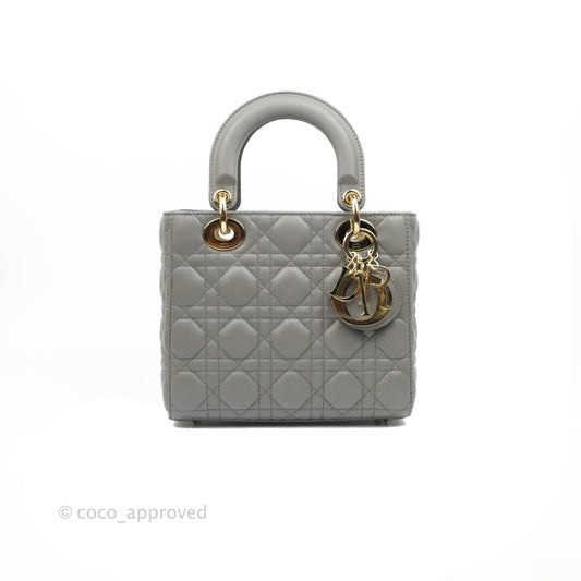 Christian Dior Lambskin My ABCDior Lady Dior Grey Gold Hardware