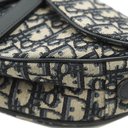 Christian Dior Saddle Medium Blue Oblique Jacquard Gold Hardware