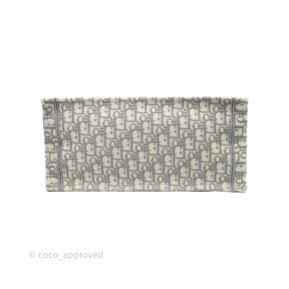 Christian Dior Medium (Old Small) Light Grey Oblique Embroidery Canvas Book Tote