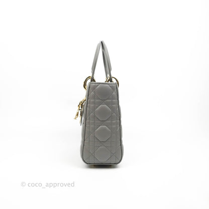 Christian Dior Lambskin My ABCDior Lady Dior Grey Gold Hardware