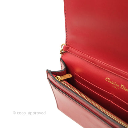 Christian Dior J'Adior Pouch with Chain Red Calfskin