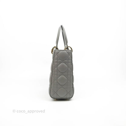 Christian Dior Lambskin My ABCDior Lady Dior Grey Gold Hardware