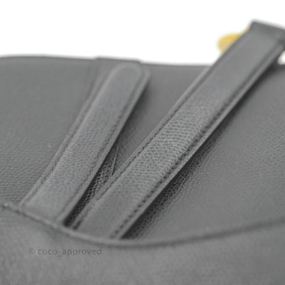 Christian Dior Saddle Bag Black Grained Calfskin Gold Hardware
