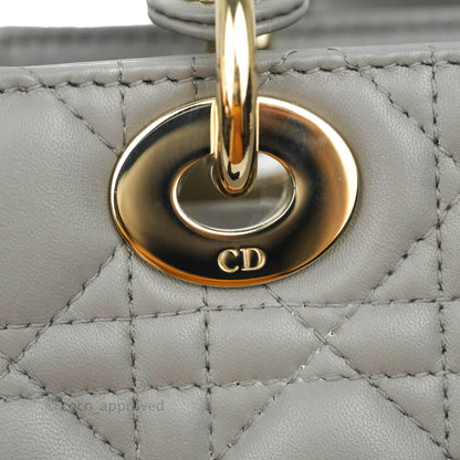 Christian Dior Lambskin My ABCDior Lady Dior Grey Gold Hardware