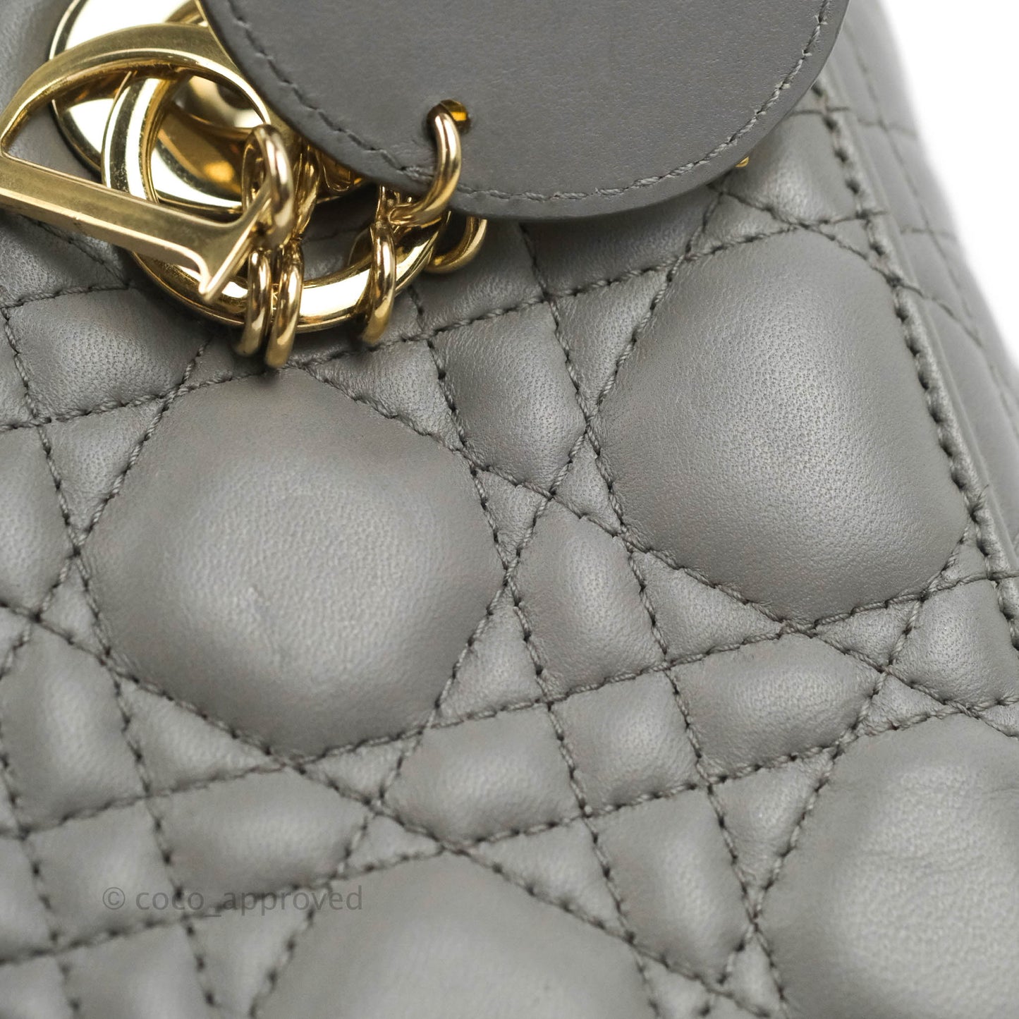 Christian Dior Lambskin My ABCDior Lady Dior Grey Gold Hardware