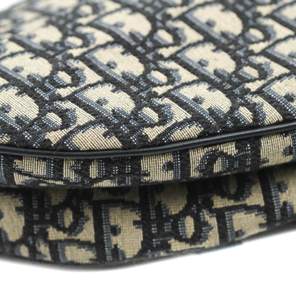 Christian Dior Saddle Medium Blue Oblique Jacquard Gold Hardware
