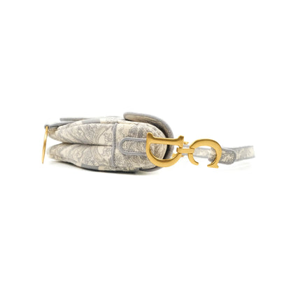 Christian Dior Saddle Bag Grey Toile de Jouy Embroidery