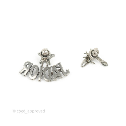 Dior J'ADIOR Earrings Antique Silver-Finish Metal with White Crystals