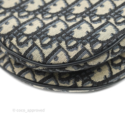 Christian Dior Saddle Medium Blue Oblique Jacquard Gold Hardware