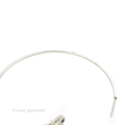 Dior Crystal Logo Hoop Earrings Silver Tone