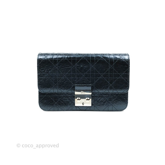 Christian Dior Miss Dior WOC Cannage Metallic Blue Silver Hardware