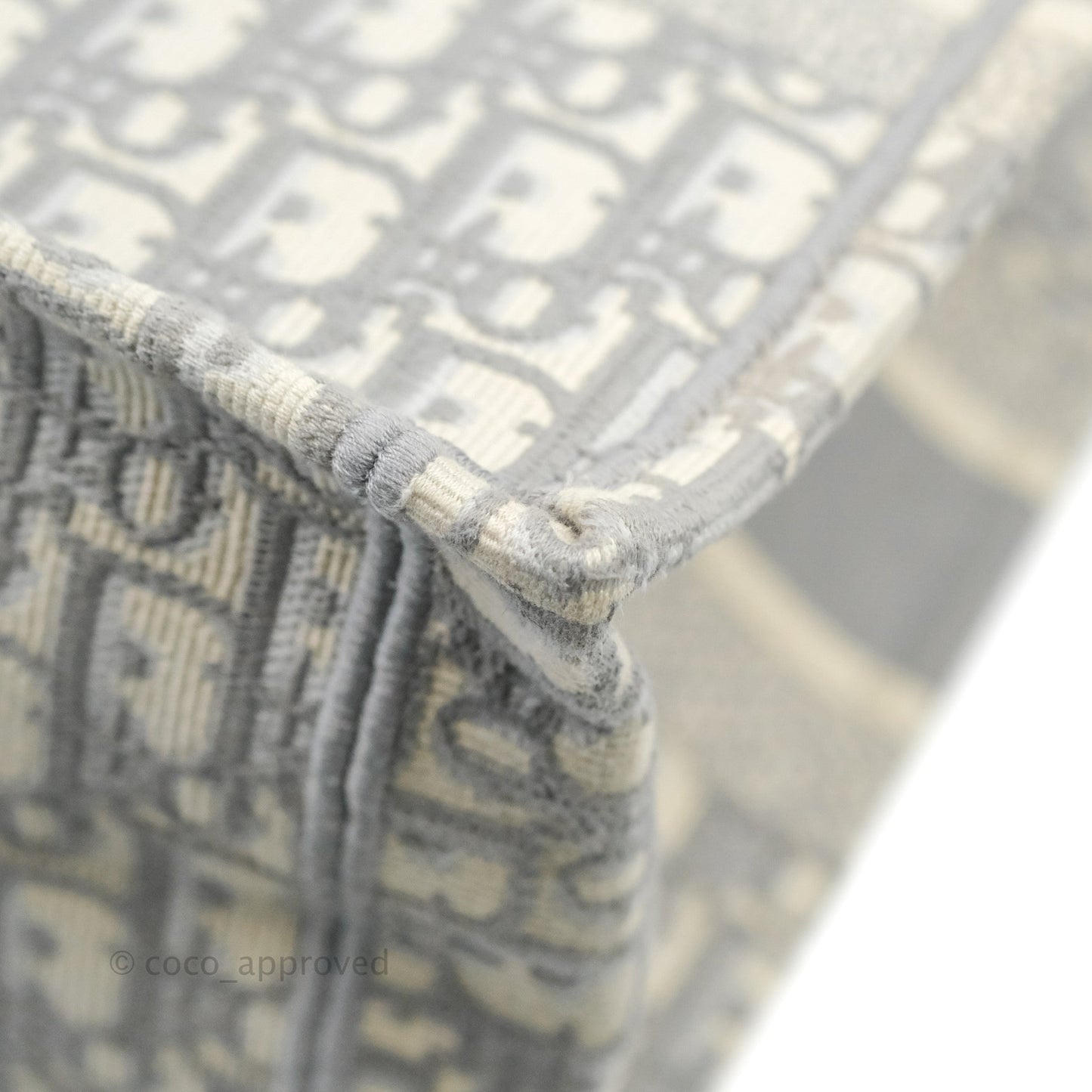 Christian Dior Medium (Old Small) Light Grey Oblique Embroidery Canvas Book Tote
