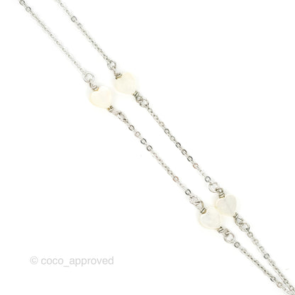 Dior Heart White Pendant Necklace Silver Tone