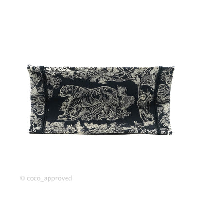 Christian Dior New Small Embroidered Toile De Jouy Navy Canvas Book Tote
