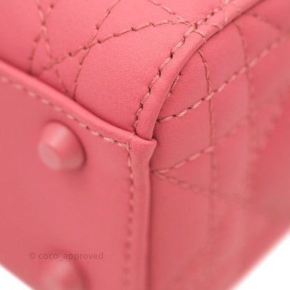 Christian Dior Mini Cannage Lady Dior Dark Pink Matte Pink Hardware