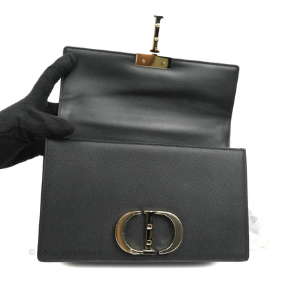 Christian Dior 30 Montaigne with Chain Black Grained Calfskin
