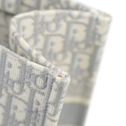 Christian Dior Medium (Old Small) Light Grey Oblique Embroidery Canvas Book Tote