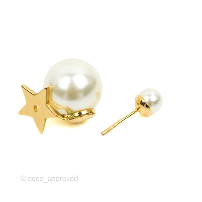 Christian Dior Pearl Tribales 'CD' & Star Drop Earrings Gold Tone