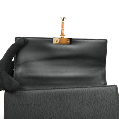 Christian Dior 30 Montaigne with Chain Black Grained Calfskin